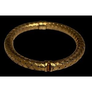 Arte d'Argento Sterling Silver Textured Woven Bracelet Italy Yellow 15.5g